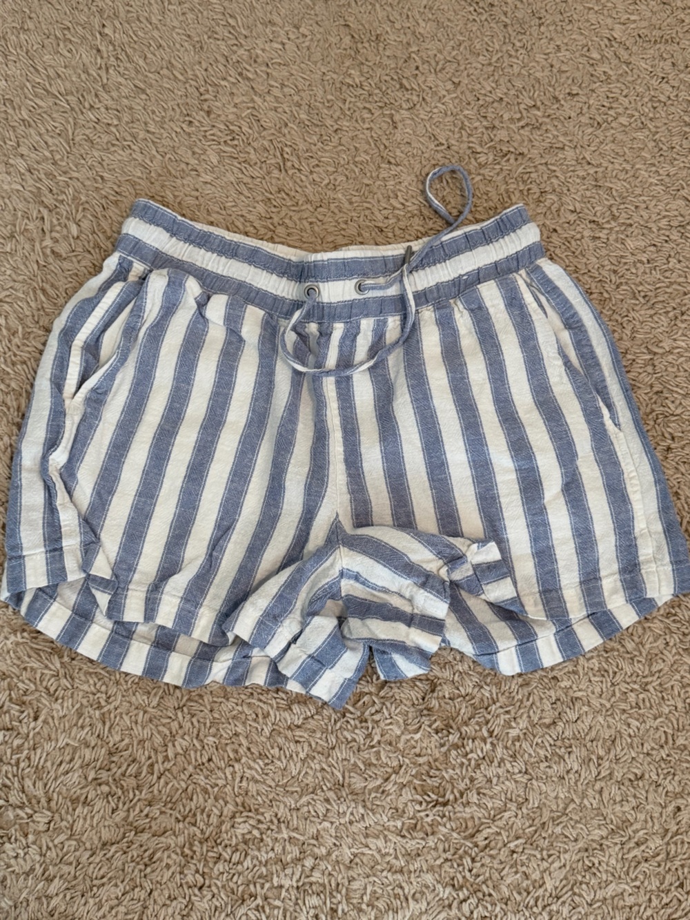 GAP Navy and White Striped Women's Drawstring Shorts